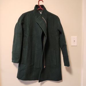 NWOT J. Crew Wool City Coat in Dark Forest Green Size 4P